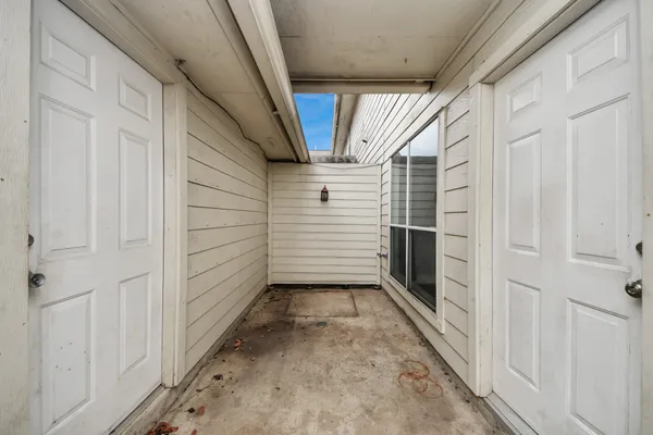 a view of wooden door