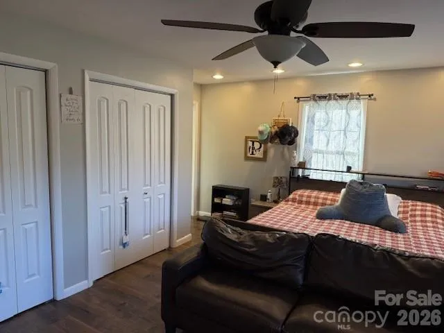 a room with gym equipment and a mirror