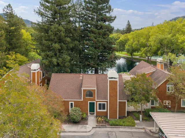 an aerial view of a house