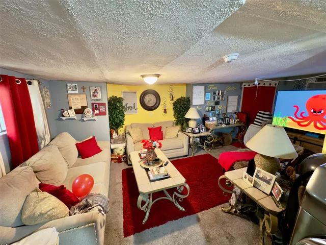a living room with furniture and a rug