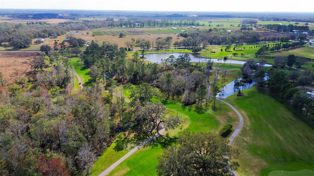 29129 Johnston Road, Unit 2557 Dade City, FL 33523 - Photo 2 of 13 an aerial view of green landscape with trees houses and lake view