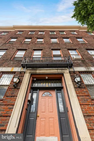 a front view of a building with entryway