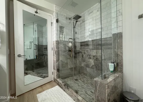 a bathroom with a shower