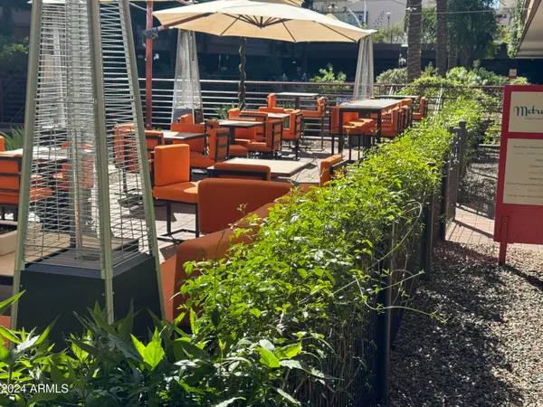 an outdoor space with patio