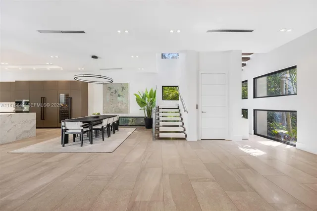 a view of a livingroom with furniture and a fireplace