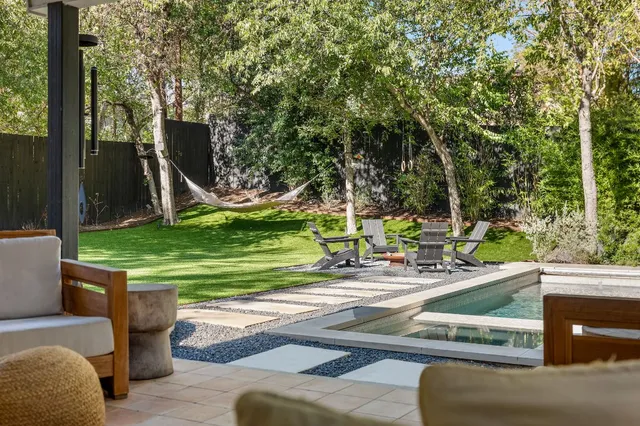 a view of a park with slide