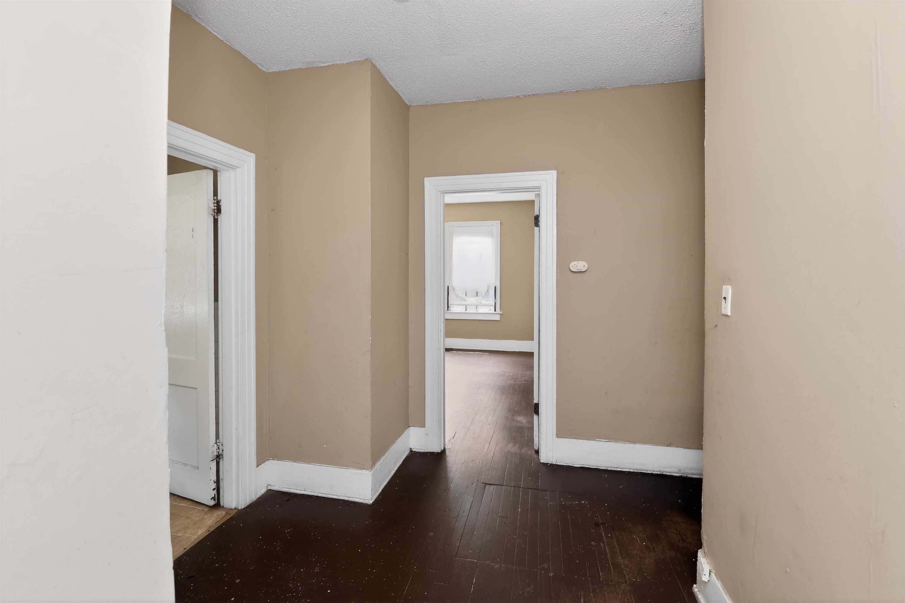 810 Hale Road Memphis, TN 38116 - Photo 26 of 30 Hallway featuring wood-finish flooring, neutral wall paint, white trim, and multiple doorways