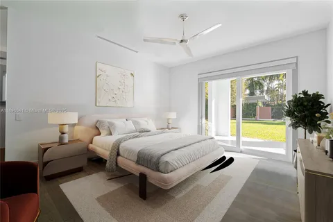 a spacious bedroom with a large bed and a large window