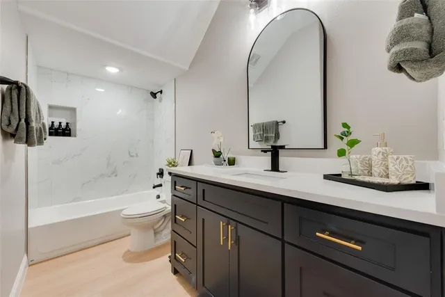 a close view of a stove with kitchen countertops