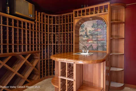 a view of balcony with wooden floor