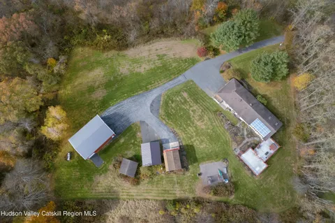 an aerial view of a house
