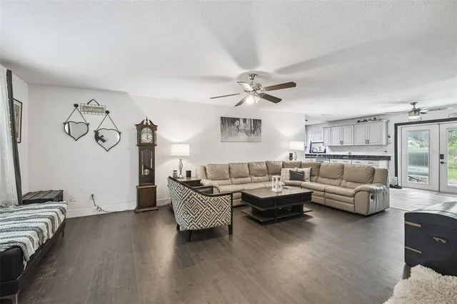 a living room with furniture and a couch