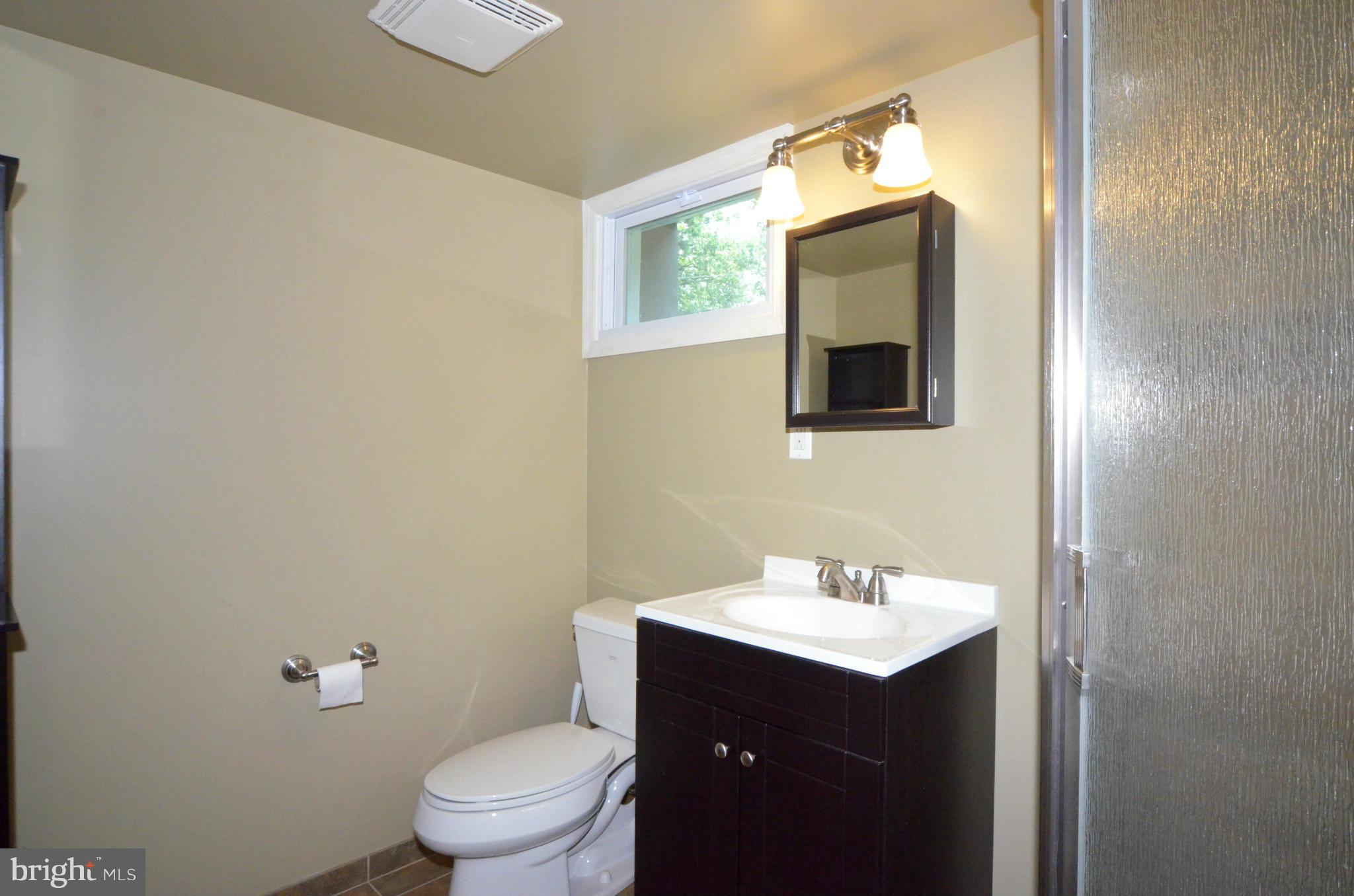 8649 Oak Road Baltimore, MD 21234 - Photo 16 of 30 a bathroom with a toilet a sink a mirror a window and vanity