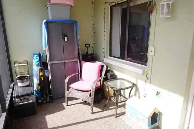 a view of an swimming pool with a yard and plants