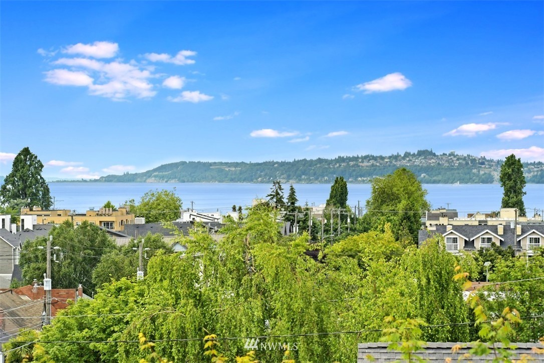 a view of a lake with a yard