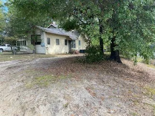 a view of a house with yard and a tree