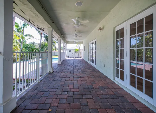 a hallway with windows