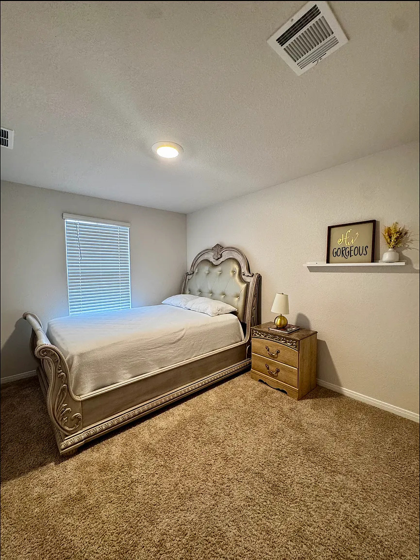 204 Brooklyn Drive Georgetown, TX 78626 - Photo 7 of 10 Carpeted room featuring a ceiling-mounted light fixture, louvered window with blinds, and white wall paint