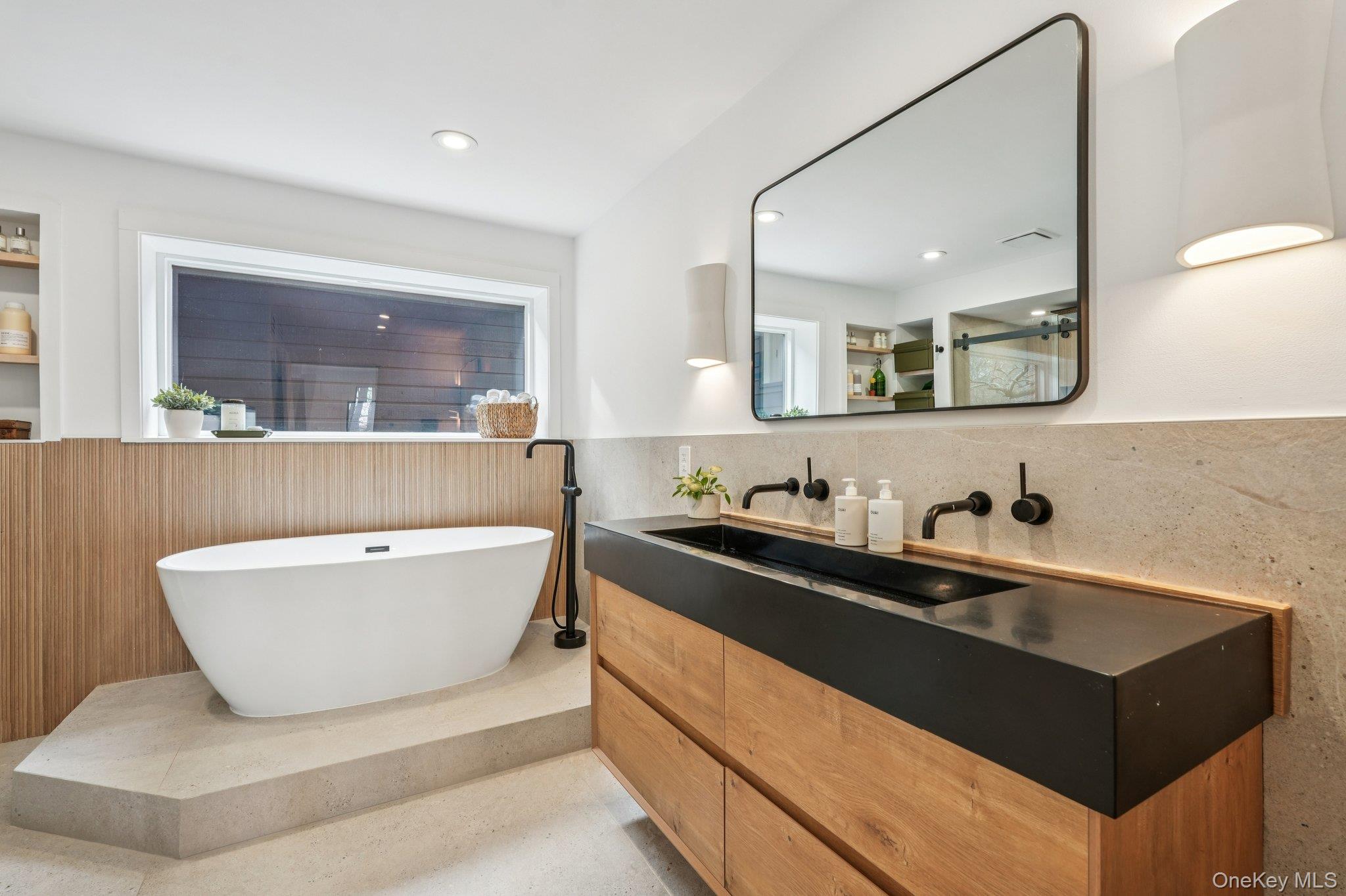 4 Mountain Brook Road Cornwall, NY 12518 - Photo 19 of 45 Custom primary vanity with large-format spa-style porcelain tile