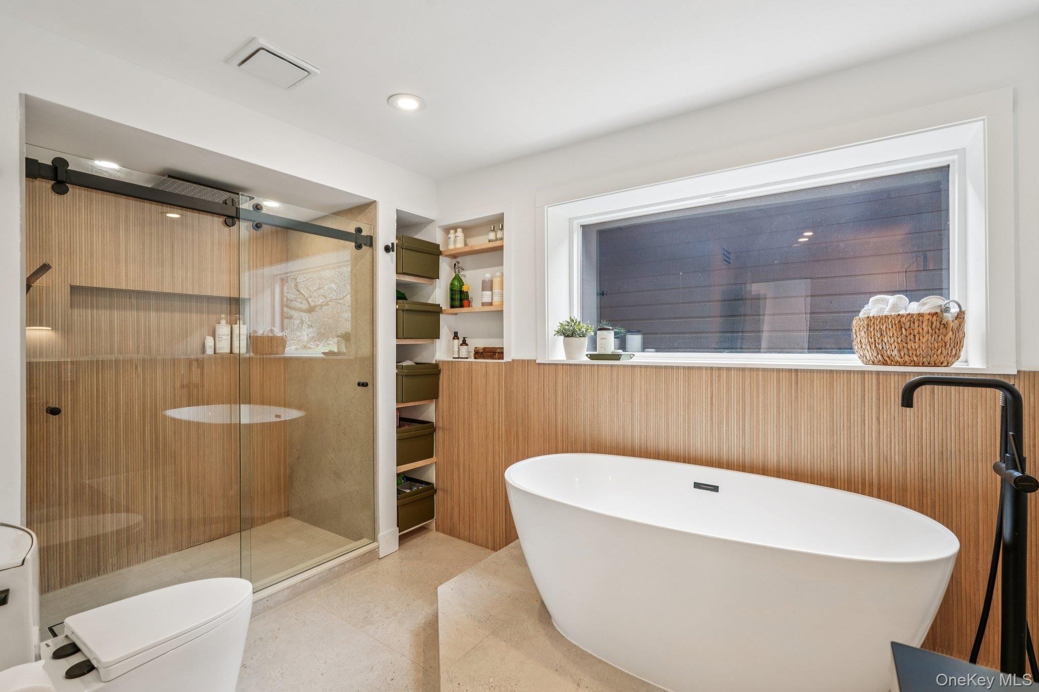 4 Mountain Brook Road Cornwall, NY 12518 - Photo 20 of 45 Luxury primary bath with spa tub, large rain shower, and illuminated shower niche