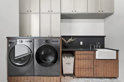 a utility room with dryer and washer