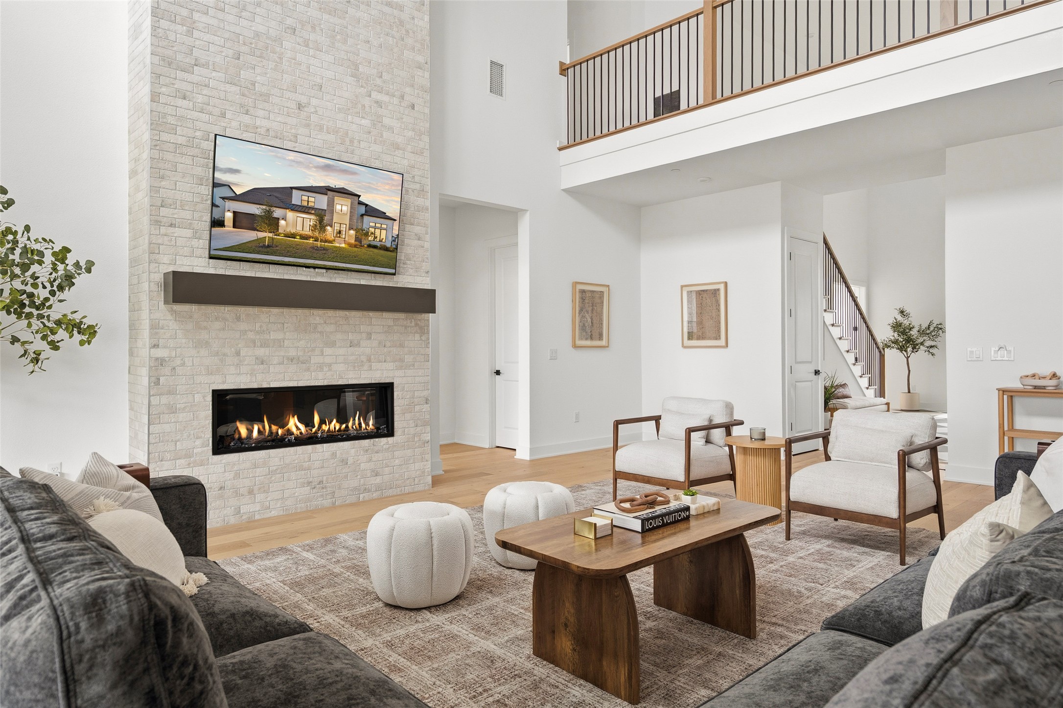 5009 Forenza Trace Leander, TX 78641 - Photo 9 of 39 a living room with furniture and a fireplace