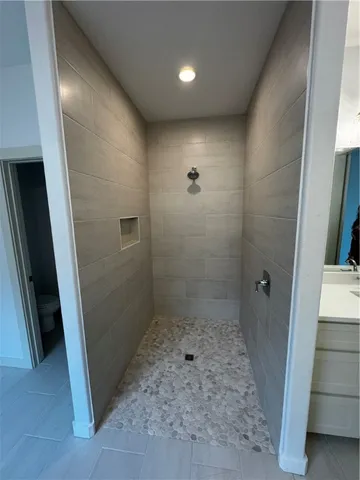 a bathroom with a shower