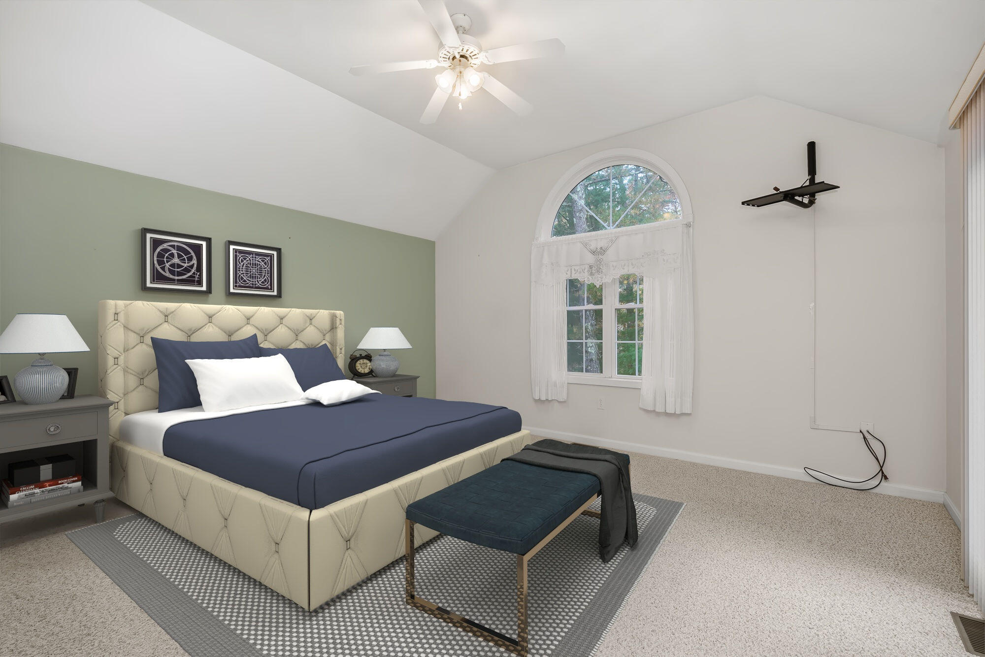 105 Snead Drive Mashpee, MA 02649 - Photo 15 of 35 a bedroom with a bed and a chandelier