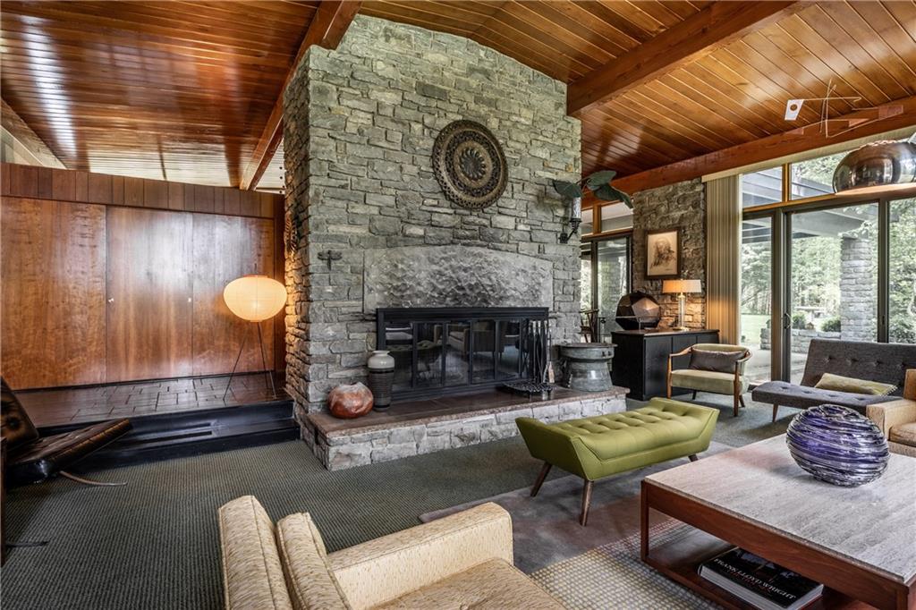 385 Richard Road Wexford, PA 15090 - Photo 7 of 25 What a Stone Masterpiece...Log Burning Fireplace.