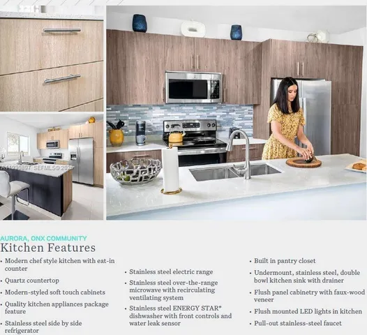 a kitchen with a dining table chairs refrigerator and cabinets