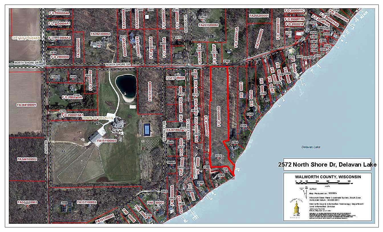 2572 North Shore Drive Delavan, WI 53115 - Photo 14 of 49 Lot Outline - 3.7 Acres, 1000' Deep