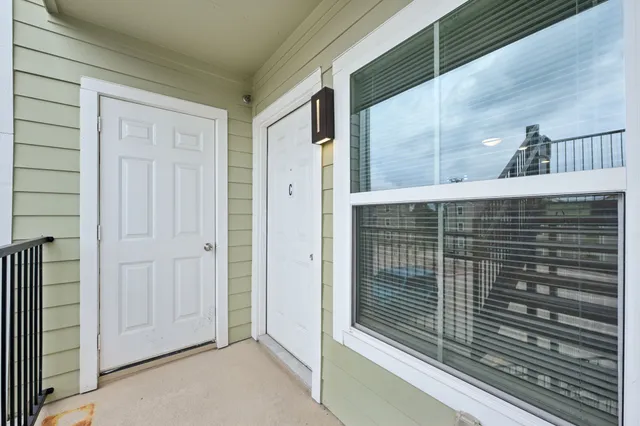 a view of wooden door