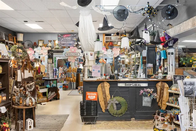 a kitchen area with lots of appliances