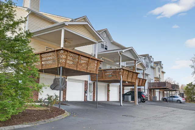 a view of a balcony with a door