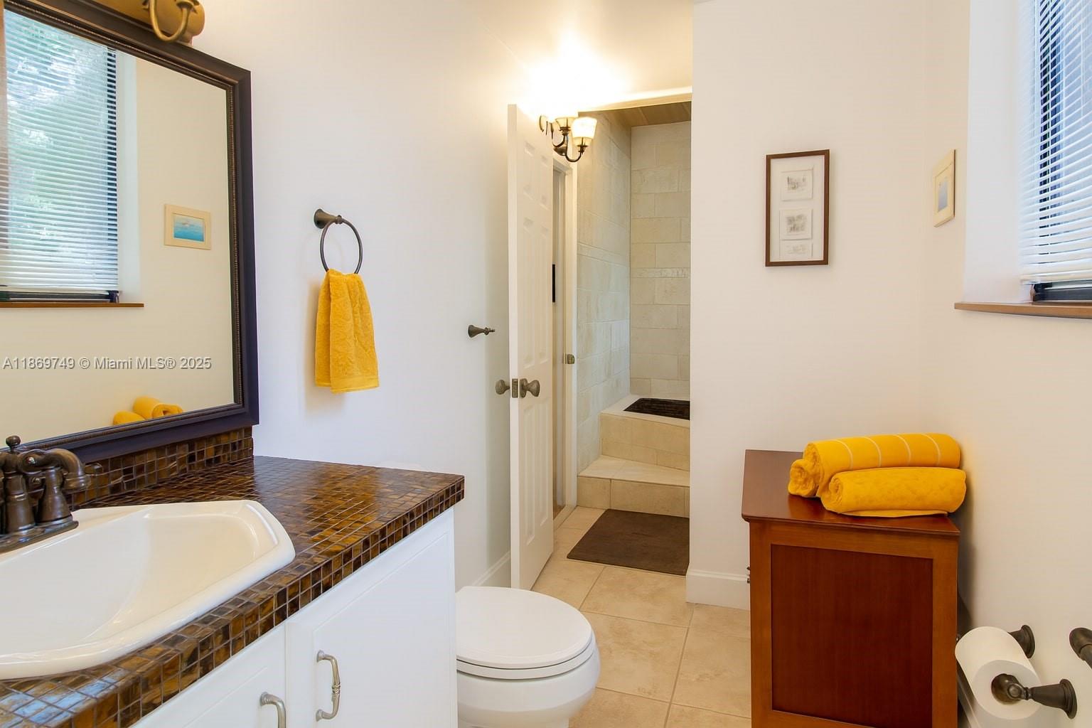 3164 Center Street Miami, FL 33133 - Photo 12 of 15 a bathroom with a granite countertop sink and a mirror