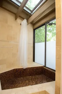 a view of a black and white door