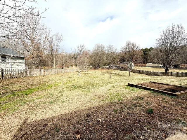 a view of a yard with trees