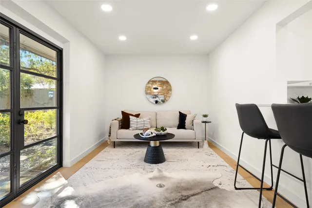 a living room with furniture