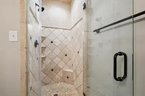 a bathroom with a shower
