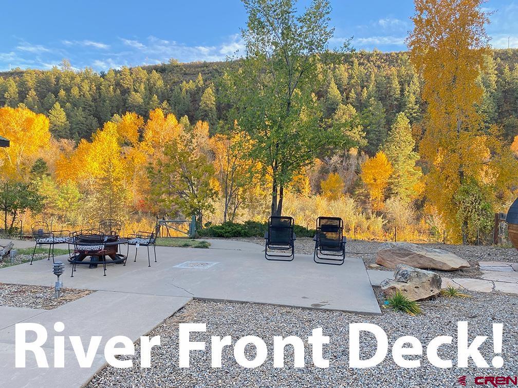 a view of outdoor space with seating