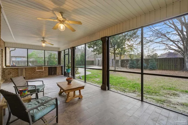 a living room with a large window