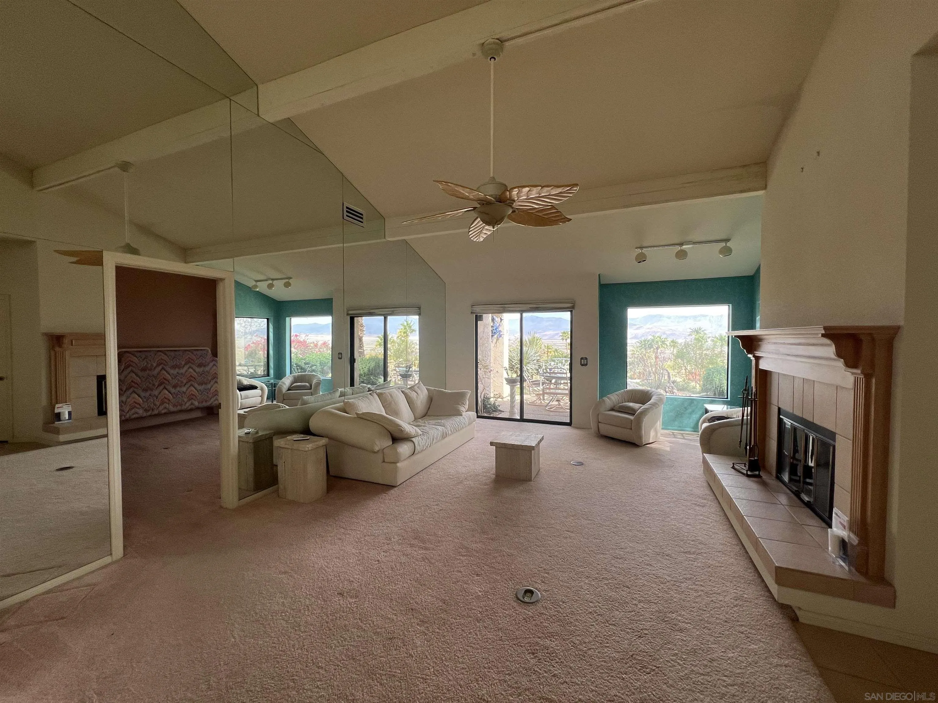 4683 Desert Vista Drive Borrego Springs, CA 92004 - Photo 5 of 32 a living room with furniture and a fireplace