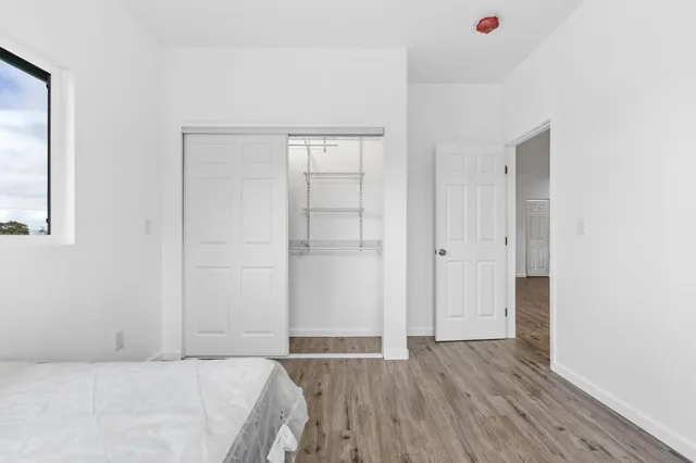 a room that has a bed in it