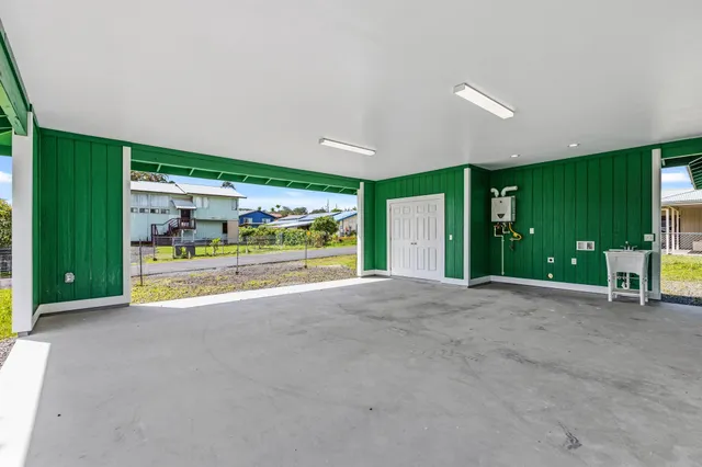 a view of a chairs in front of building