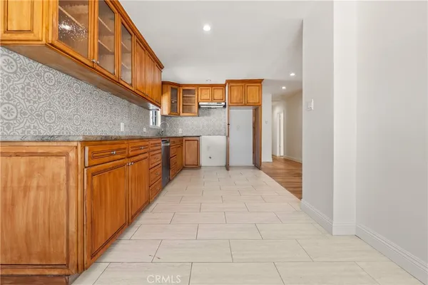 a view of a kitchen cabinets