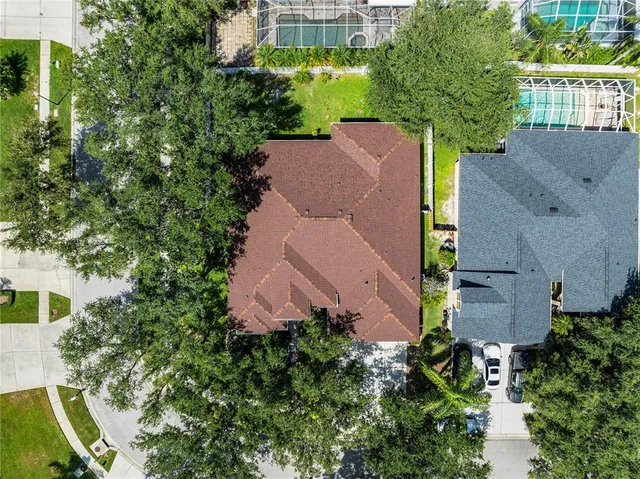 an aerial view of a house