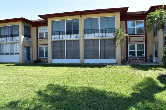 a view of a garden with a slide