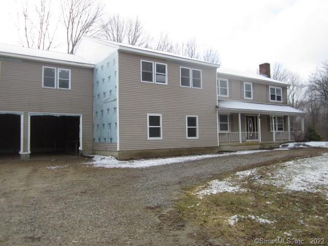 a front view of a house with a space
