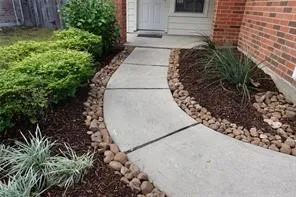 a view of a garden with pathway