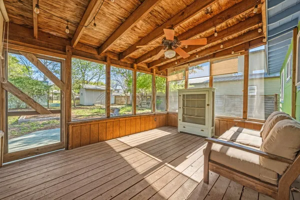a backyard of a house with oven